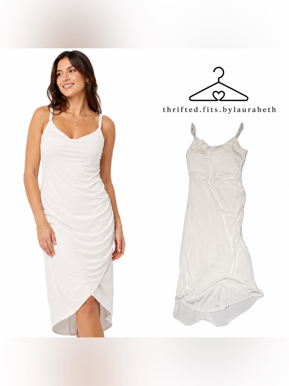 Siena Studio White High-Low Slip Dress with Chainlink Straps